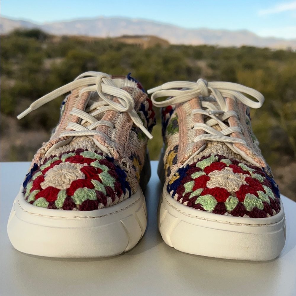 Free People Catch Me If You Can Multicolor Floral Crochet Platform Sneakers - Picture 9 of 12